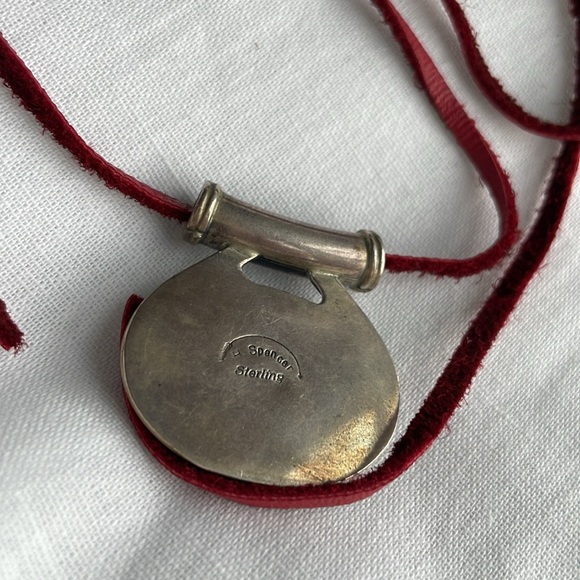 H. SPENCER STERLING Fiery Crystal Gemstone Pendant on Red Leather Cord - Picture 3 of 3